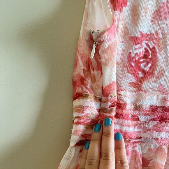 LOFT ANN TAYLOR FLORAL PRINT‎ PLEATED WOMENS SIZE 2 MIDI DRESS LINED - Picture 6 of 8